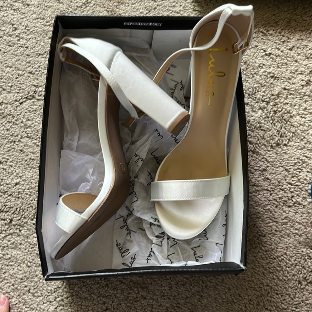 White Satin Lulus Heels